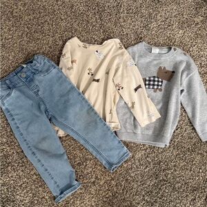 H&M Kids' boy Blue Jeans and Animal Print Tops